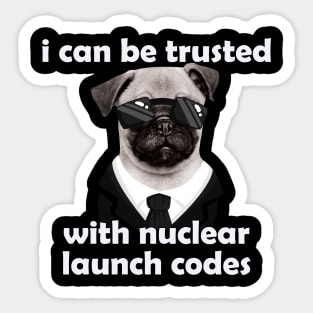 I Can-Be Trusted With Nuclear Launch Codes Funny Dog Meme Sticker